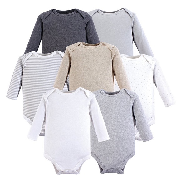 Hudson Baby Other - •Gray & Beige Long-Sleeved Bodysuits (Set of 7)